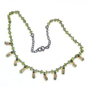 Vintage Sterling and Gemstone Necklace Peridot, Amethyst, Citrine 19"